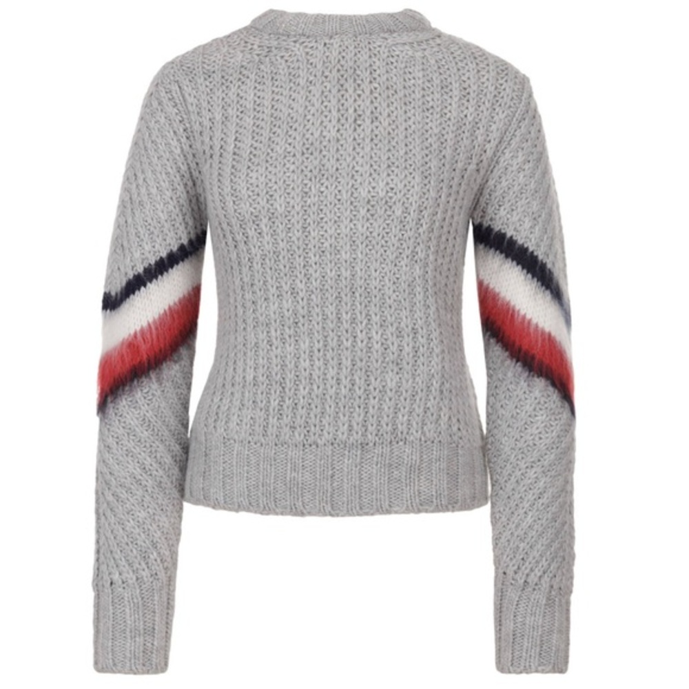 Tommy Hilfiger Gray Sweater with Red and White Stripes